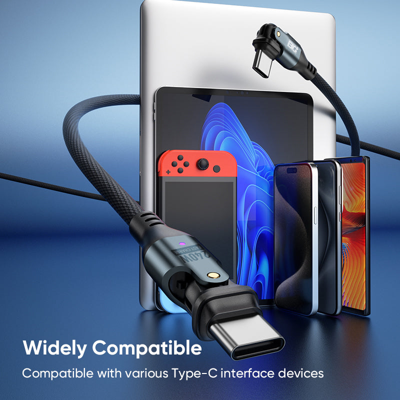 240W USB‑C Fast Charging Cable 2‑Pack – Dual Rotating Heads, High‑Speed PD Charging, Universal Compatibility (1.8m)