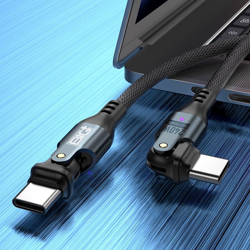 240W USB‑C Fast Charging Cable 2‑Pack – Dual Rotating Heads, High‑Speed PD Charging, Universal Compatibility (1.8m)
