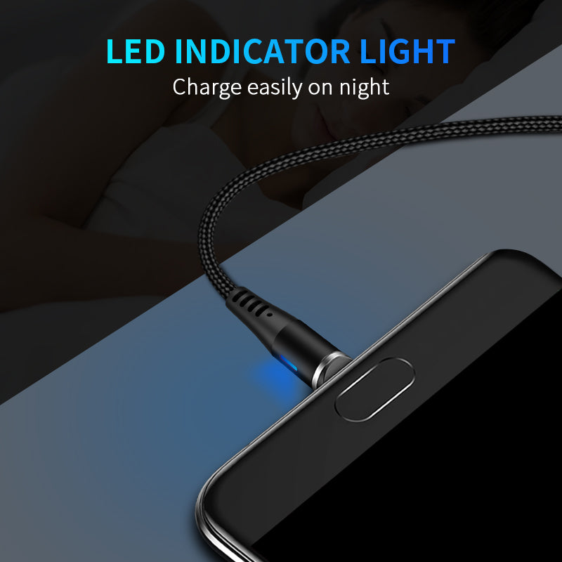Magnetic Charging Cable 6‑Pack – 3‑in‑1 USB Cable with 360° Rotation, LED Light & Nylon Braided Design (0.5M, 1M, 2M)