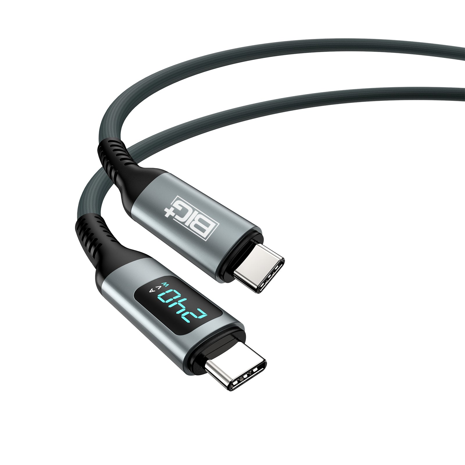240W USB‑C to USB‑C Fast Charging Cable with LCD Power Display – Nylon Braided, Laptop‑Grade PD Cable (1M)