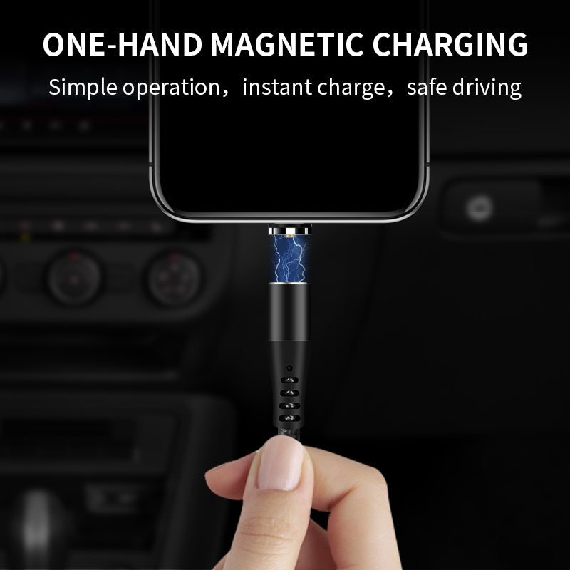 Magnetic Charging Cable 4‑Pack – 3‑in‑1 USB Cable with 360° Auto‑Connect, LED Light & Nylon Braided Design (3.3ft & 6.6ft)