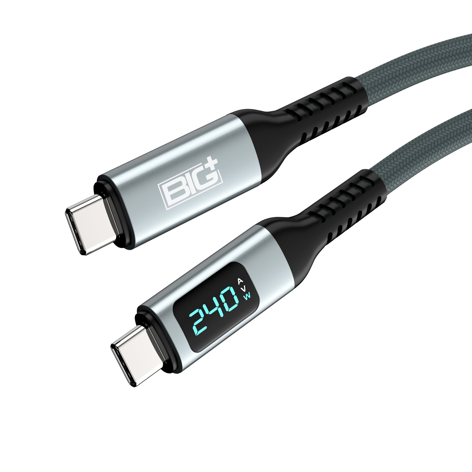240W USB‑C to USB‑C Fast Charging Cable with LCD Power Display – Nylon Braided, Laptop‑Grade PD Cable (1M)