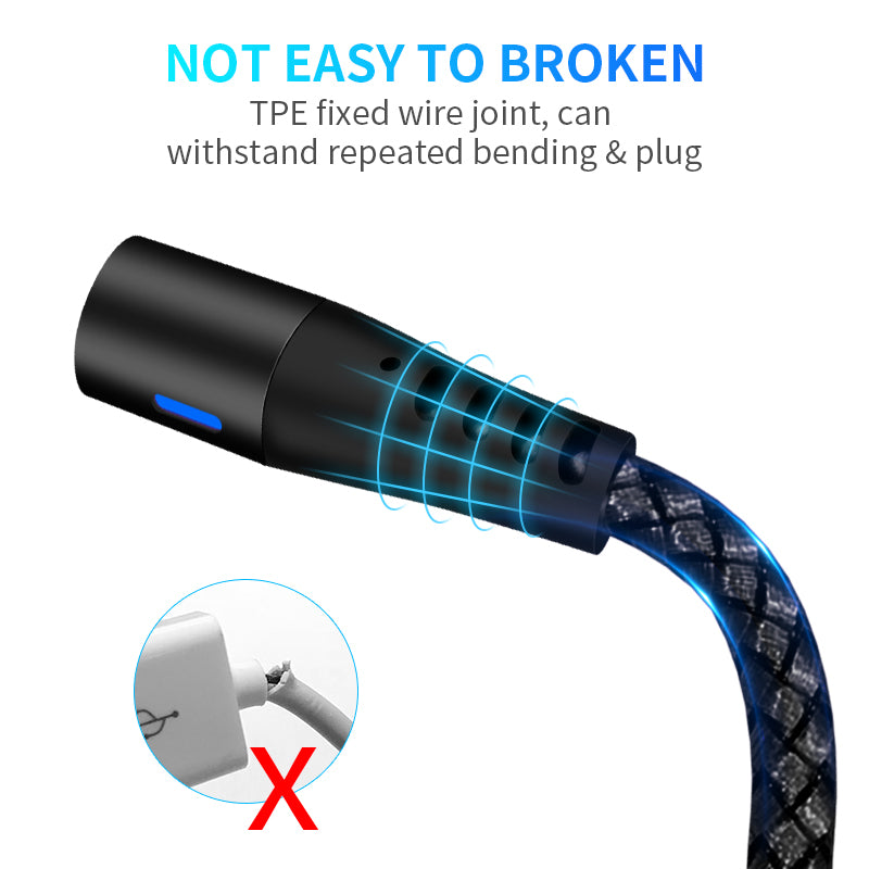 Magnetic Charging Cable 6‑Pack – 3‑in‑1 USB Cable with 360° Rotation, LED Light & Nylon Braided Design (0.5M, 1M, 2M)