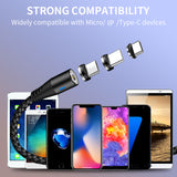 BIG+ 3-in-1 Magnetic Charging Cable, 6 Pack Phone Charger with 1x0.5M, 3x1M, 2x2M Cables and 18 Tips, Nylon Braided Cord, Compatible for Charging Smartphones, Micro USB and Type C Devices