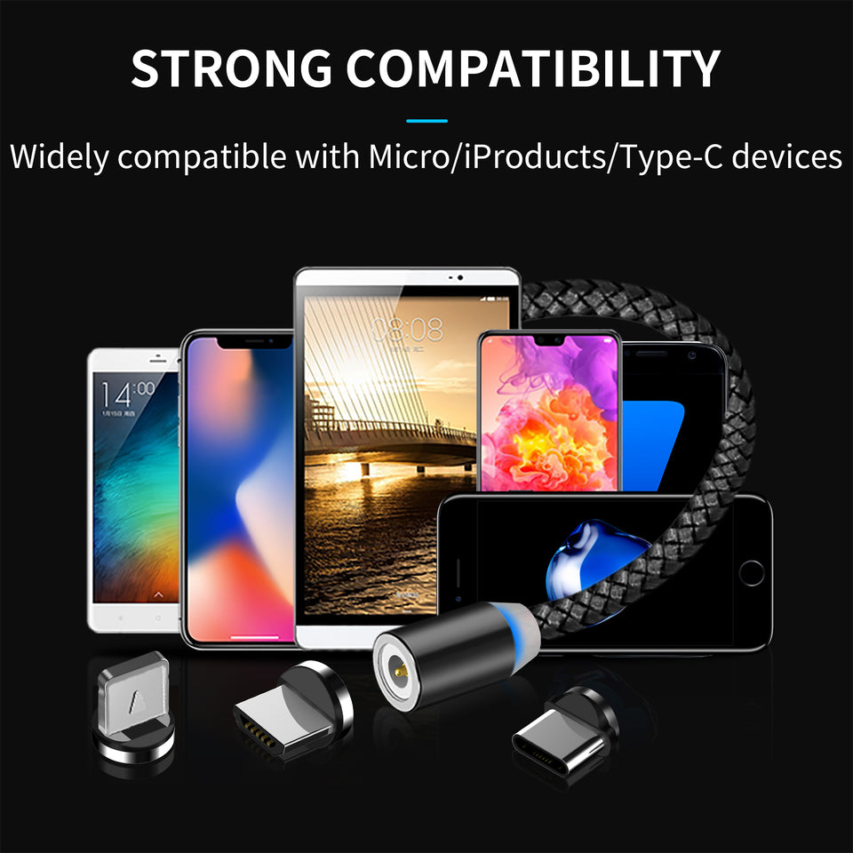 BIG+ 3-in-1 Magnetic Charging Cable, 6 Pack Phone Charger with 1x0.5M, 3x1M, 2x2M Cables and 18 Tips, Nylon Braided Cord, Compatible for Charging Smartphones, Micro USB and Type C Devices