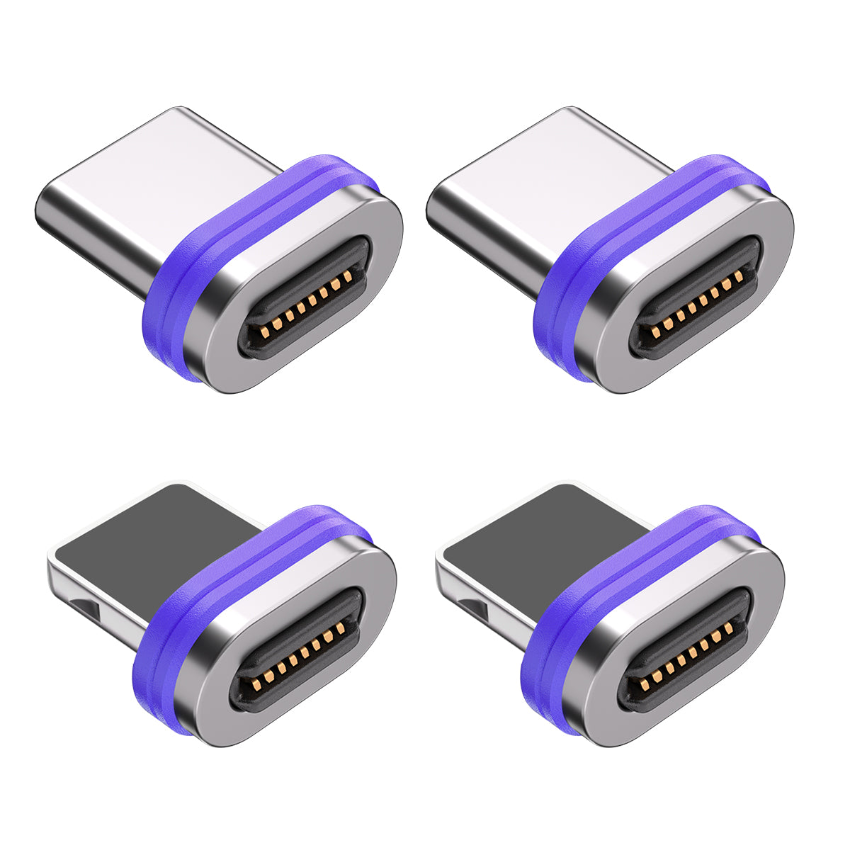 Replacement Magnetic Tips 4‑Pack for BIG+ 240W Magnetic Cables – Oval Type, 16‑Pin (Type‑C & i‑Device) - The Big Plus Store