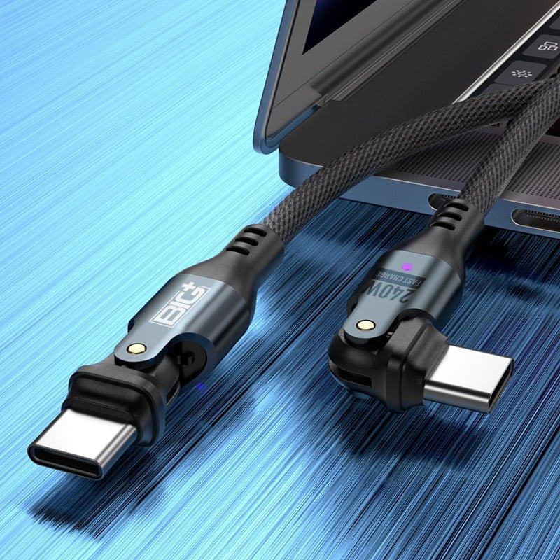 The BIG+ Store USB Cables 240W USB‑C Fast Charging Cable 2‑Pack – Dual Rotating Heads, High‑Speed PD Charging, Universal Compatibility (1.8m)