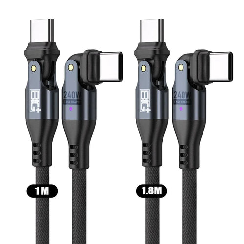 The BIG+ Store USB Cables 240W USB‑C Fast Charging Cable 2‑Pack – Dual Rotating Heads, High‑Speed PD Charging, Universal Compatibility (1.8m)