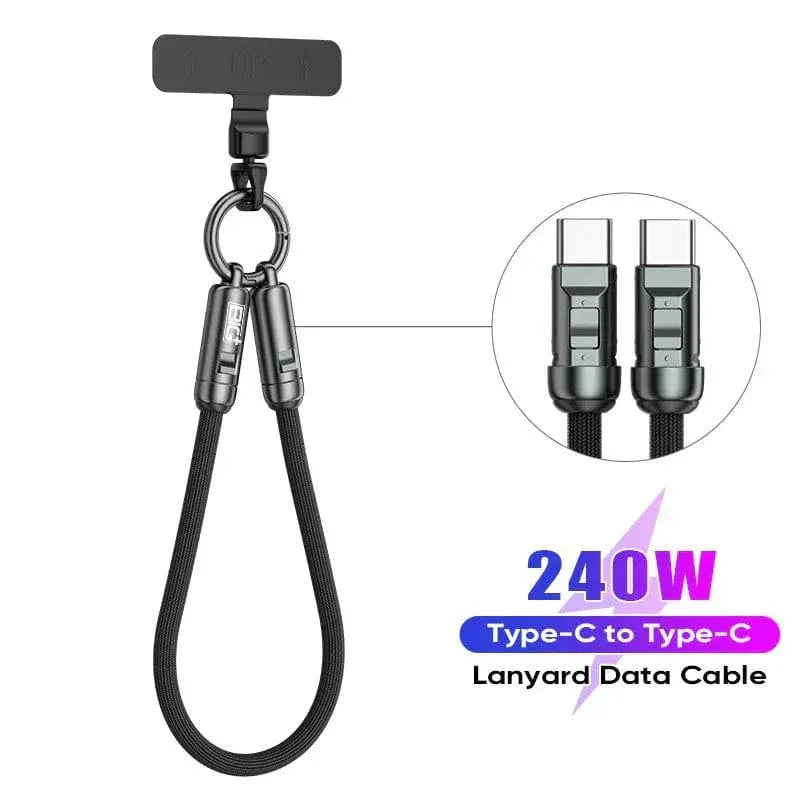 240W USB‑C Lanyard Charging Cable – 0.3M Wearable PD Fast Charger with Anti‑Loss Neck/Wrist Strap - The Big Plus Store