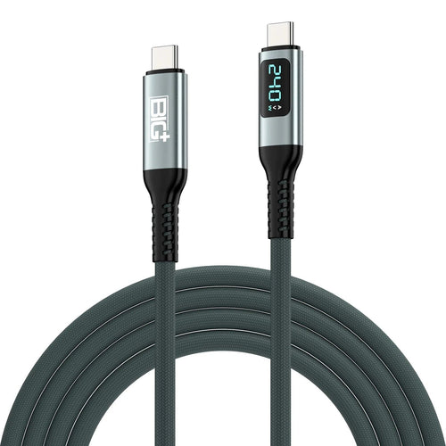 The BIG+ Store USB Cables 240W USB‑C to USB‑C Fast Charging Cable with LCD Power Display – Nylon Braided, Laptop‑Grade PD Cable (1M)