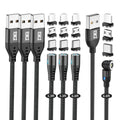 Magnetic Charging Cable 4‑Pack – 3‑in‑1 USB Cable with 360° Auto‑Connect, LED Light & Nylon Braided Design (3.3ft & 6.6ft) - The Big Plus Store