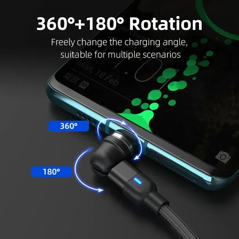 Magnetic Charging Cable 6‑Pack – 3‑in‑1 USB Cable with 360° Rotation, LED Light & Nylon Braided Design (0.5M, 1M, 2M) - The Big Plus Store