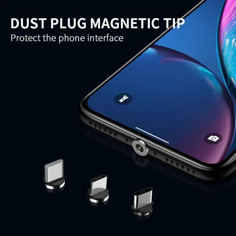 Magnetic Charging Cable 6‑Pack – 3‑in‑1 USB Cable with 360° Rotation, LED Light & Nylon Braided Design (0.5M, 1M, 2M) - The Big Plus Store