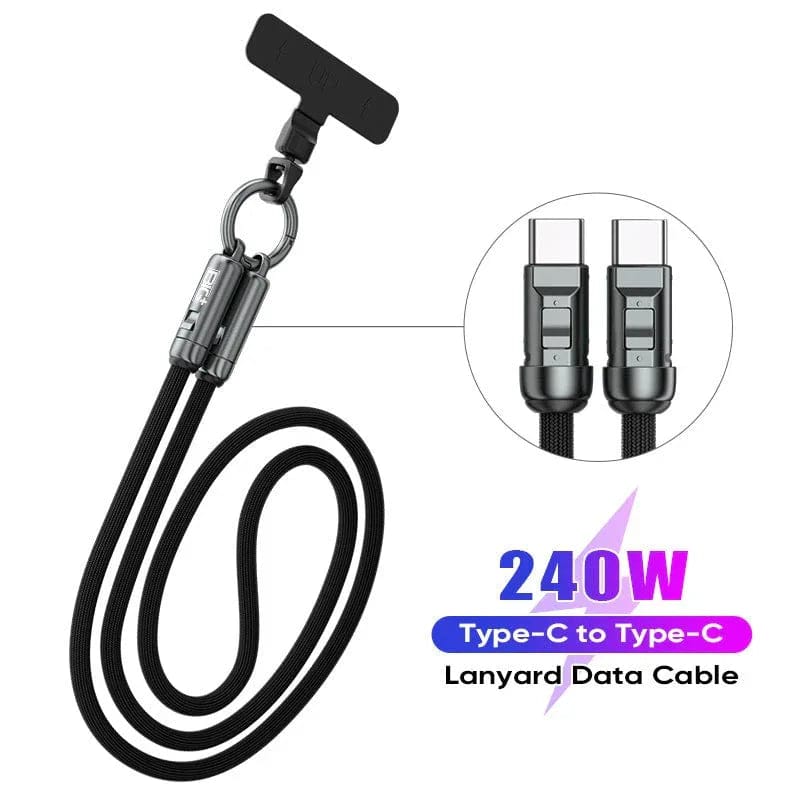 The BIG+ Store USB Cables USB‑C Charging Lanyard – Anti‑Loss Wrist Strap with Built‑In Type‑C Cable (Fast Charging  Travel‑Ready)