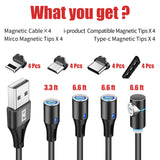 BIG+ Magnetic Data Transfer & Charging Cable, [4 Pack], Data Transfer 480mbps, Compatible for i-Products, Micro USB and Type C Cable Devices