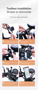 Cell Phone Mount Holder for Bike Motorcycle Handlebar, 360 Degree Adjustable - The Big Plus Store