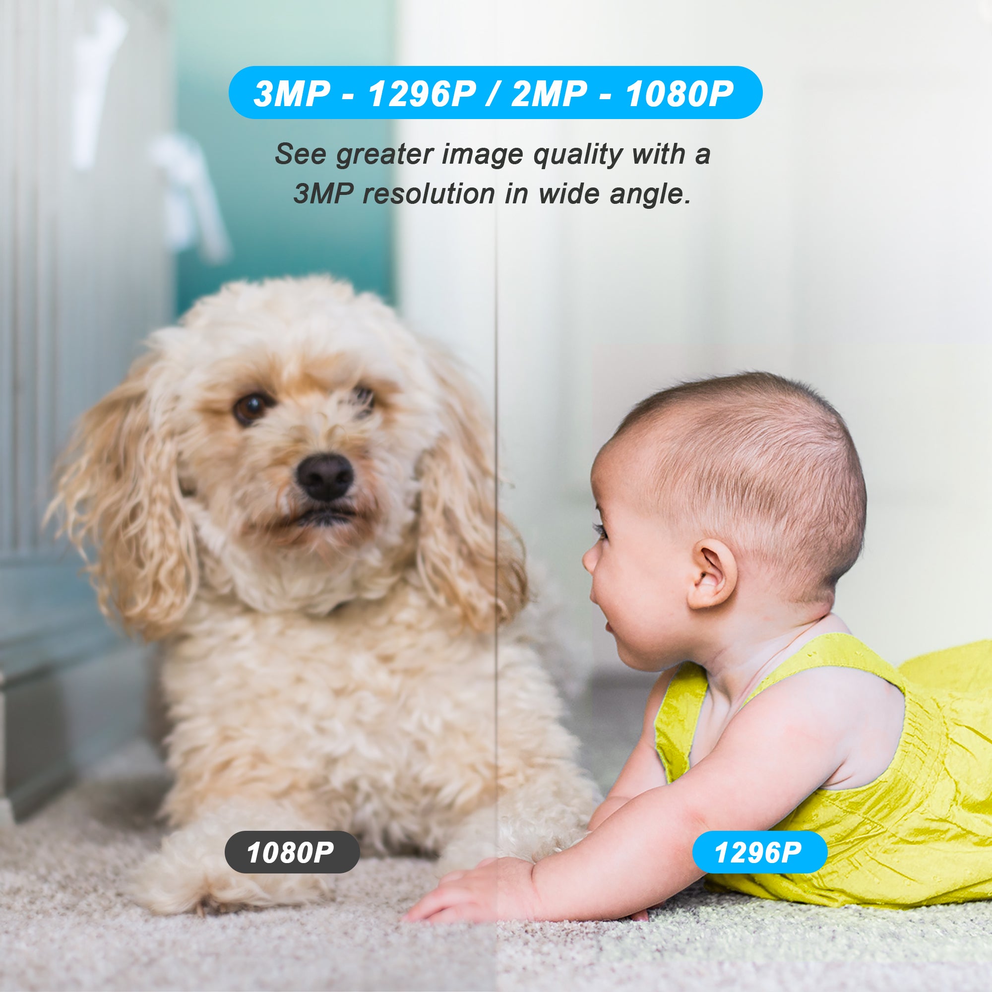 WiFi Full HD 3.0MP Pet Camera with Night Vision, 2-Way Audio, Motion Detection, Pan/Tilt, Smart IP Home Camera, - The Big Plus Store