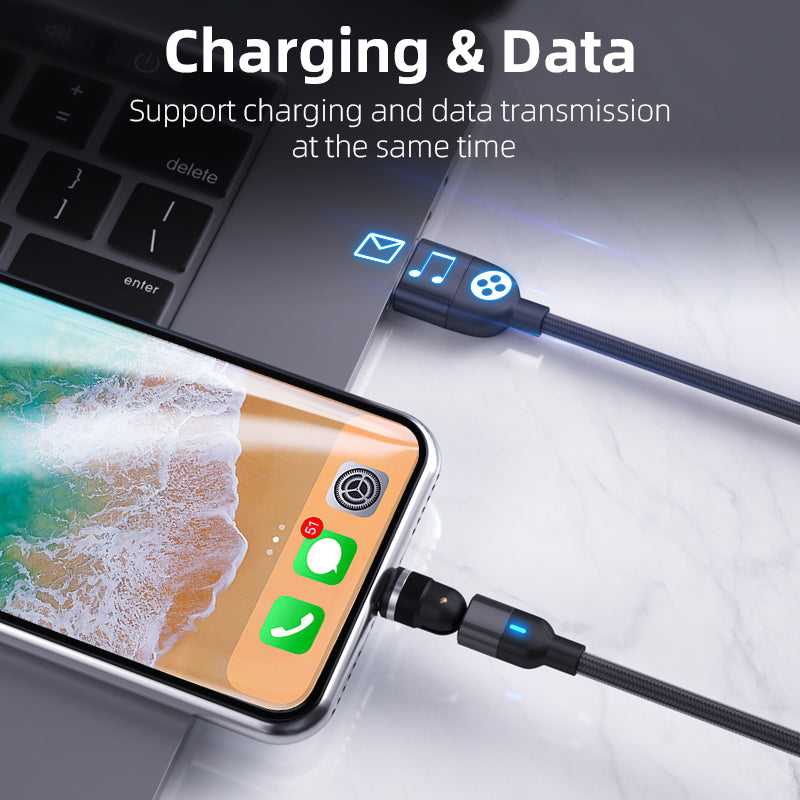 Magnetic Fast Charging Cable 540° Rotating Heads Compatible Charger for IOS & Android Devices - The Big Plus Store
