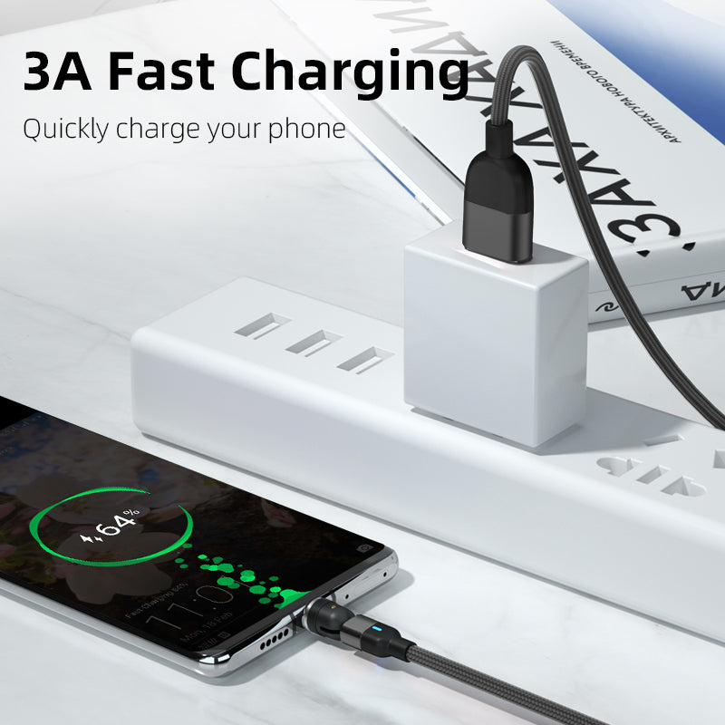 Magnetic Fast Charging Cable 540° Rotating Heads Compatible Charger for IOS & Android Devices - The Big Plus Store