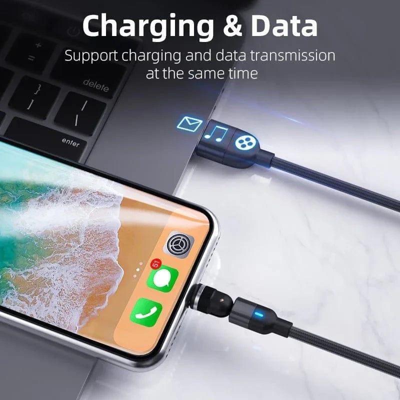 BIG+ Magnetic Fast Charging Cable 540° Rotating Heads Black 4 Pack - The Big Plus Store