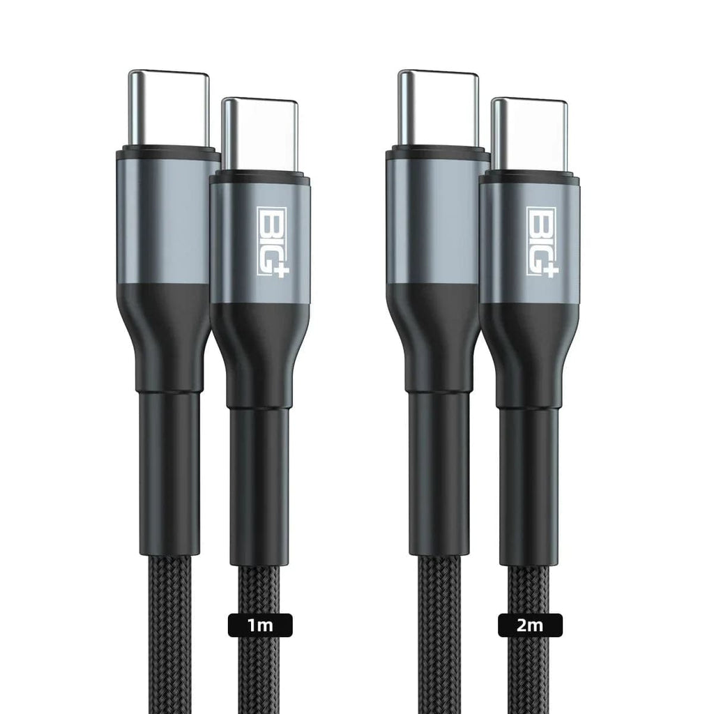 The BIG+ Store USB Cables BIG+ USB‑C to USB‑C Cable 2‑Pack (2M) – 60W PD Fast Charging, 3A Nylon Braided, 480Mbps Data Transfer
