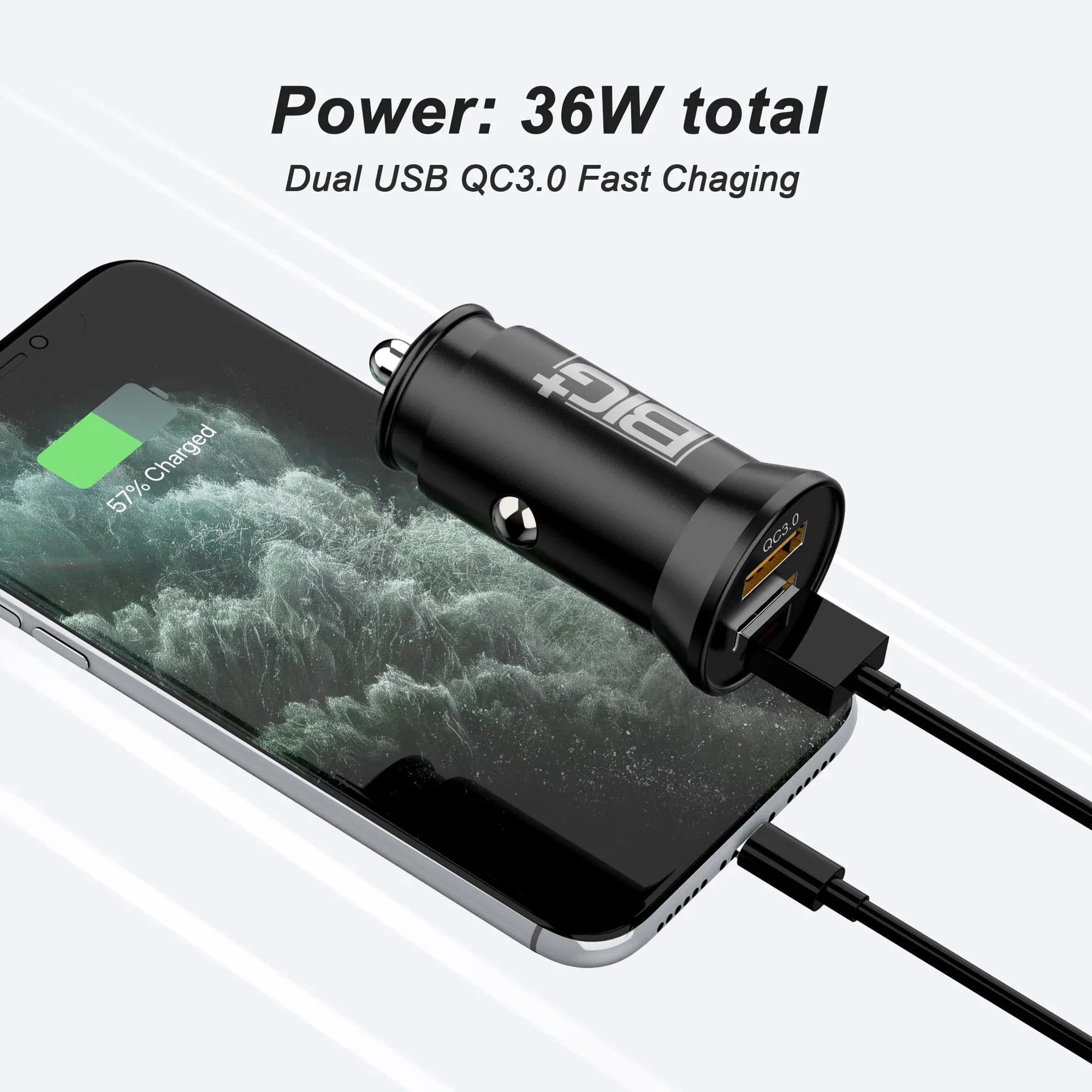 The BIG+ Store USB Car Chargers Metal Dual USB Car Charger – 4.8A Fast Charging, Smart IC Protection, Compact Alloy Design  BIG+